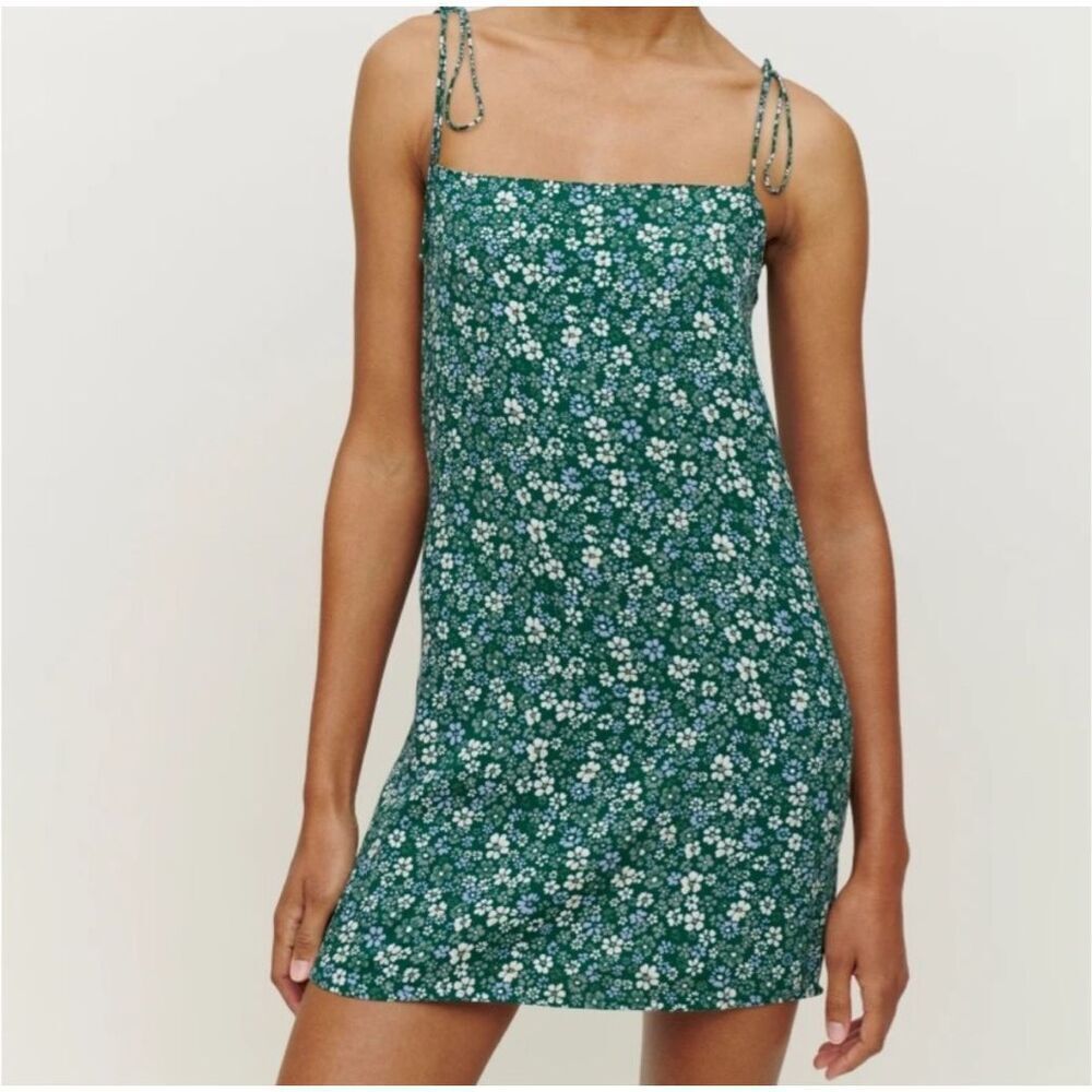 Reformation Agean Dress Slip Dress Green Floral Women’s Size 6